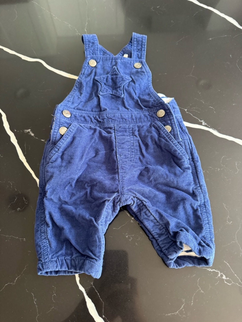 Baby Boden Navy Blue Corduroy Star Pocket Overalls